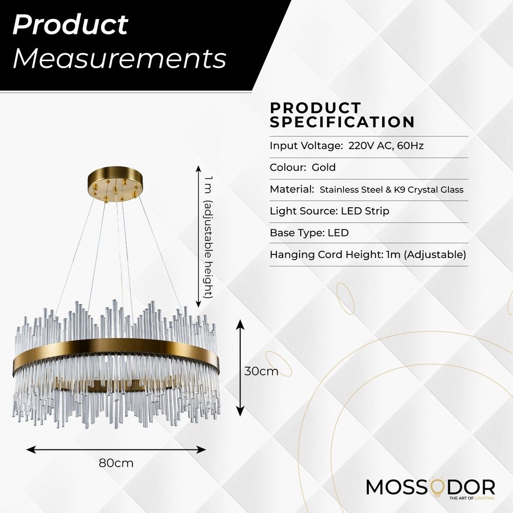 Contemporary Round K9 Crystal Glass - Chandelier