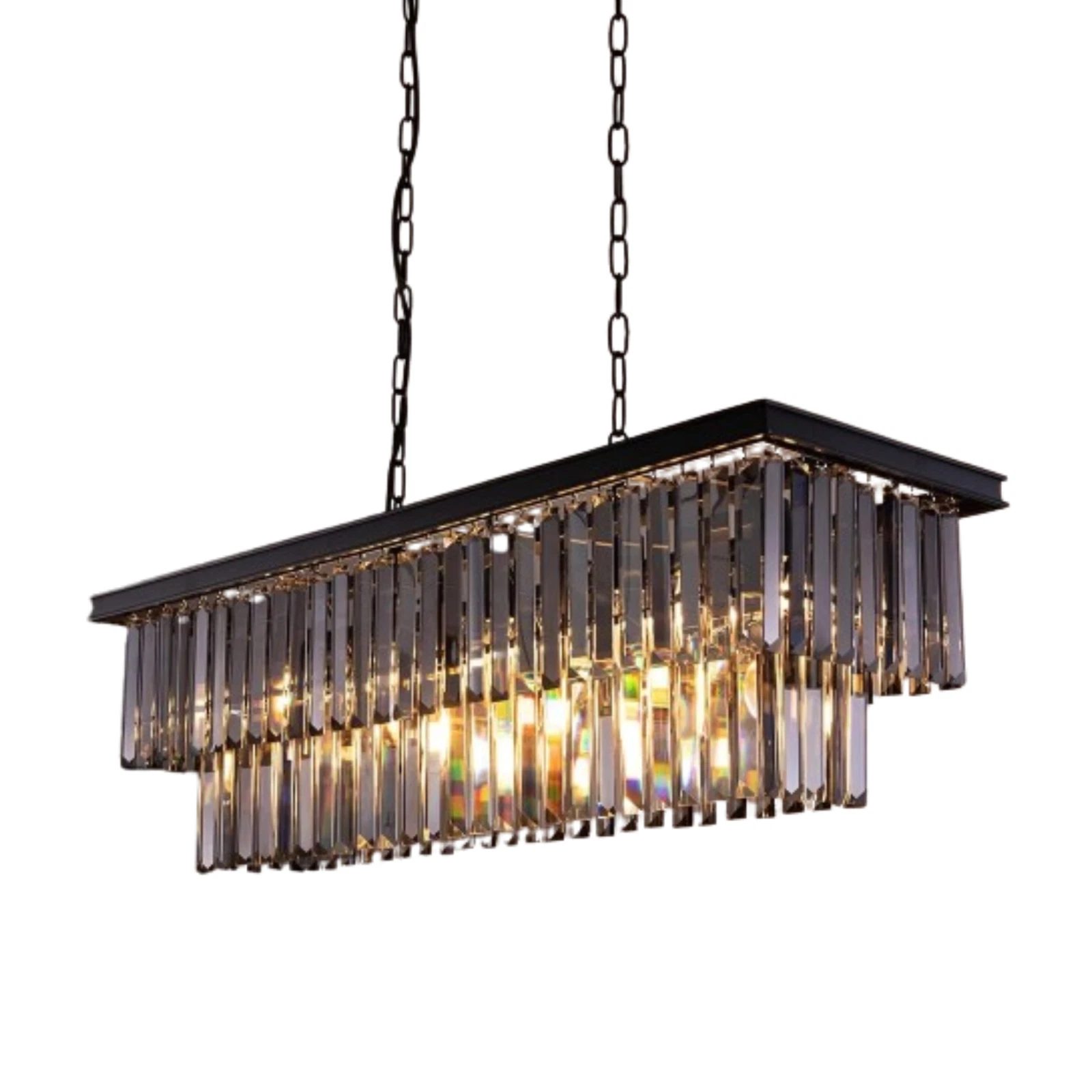 Luxury Smokey Large Rectangular Chandelier