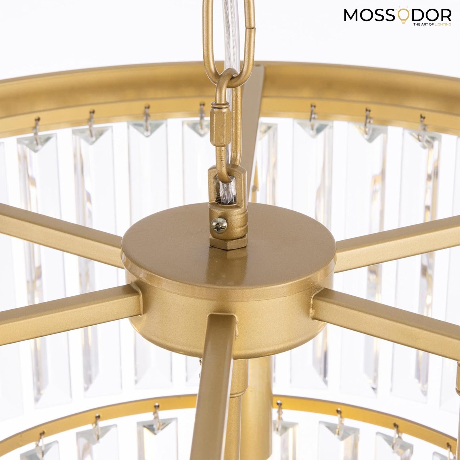 Gold Crystal and Glass chandelier