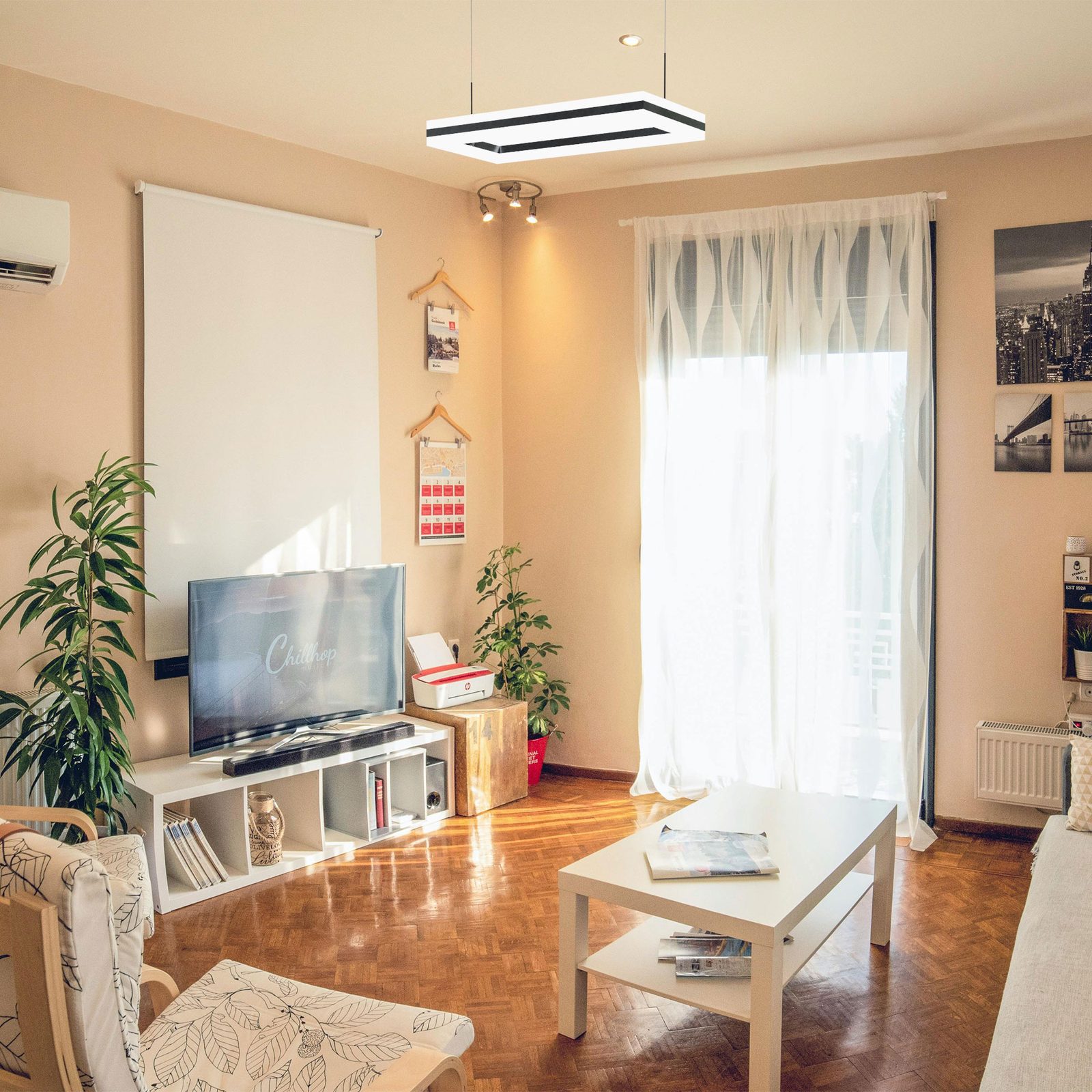 Small Rectangle Black led-Chandelier