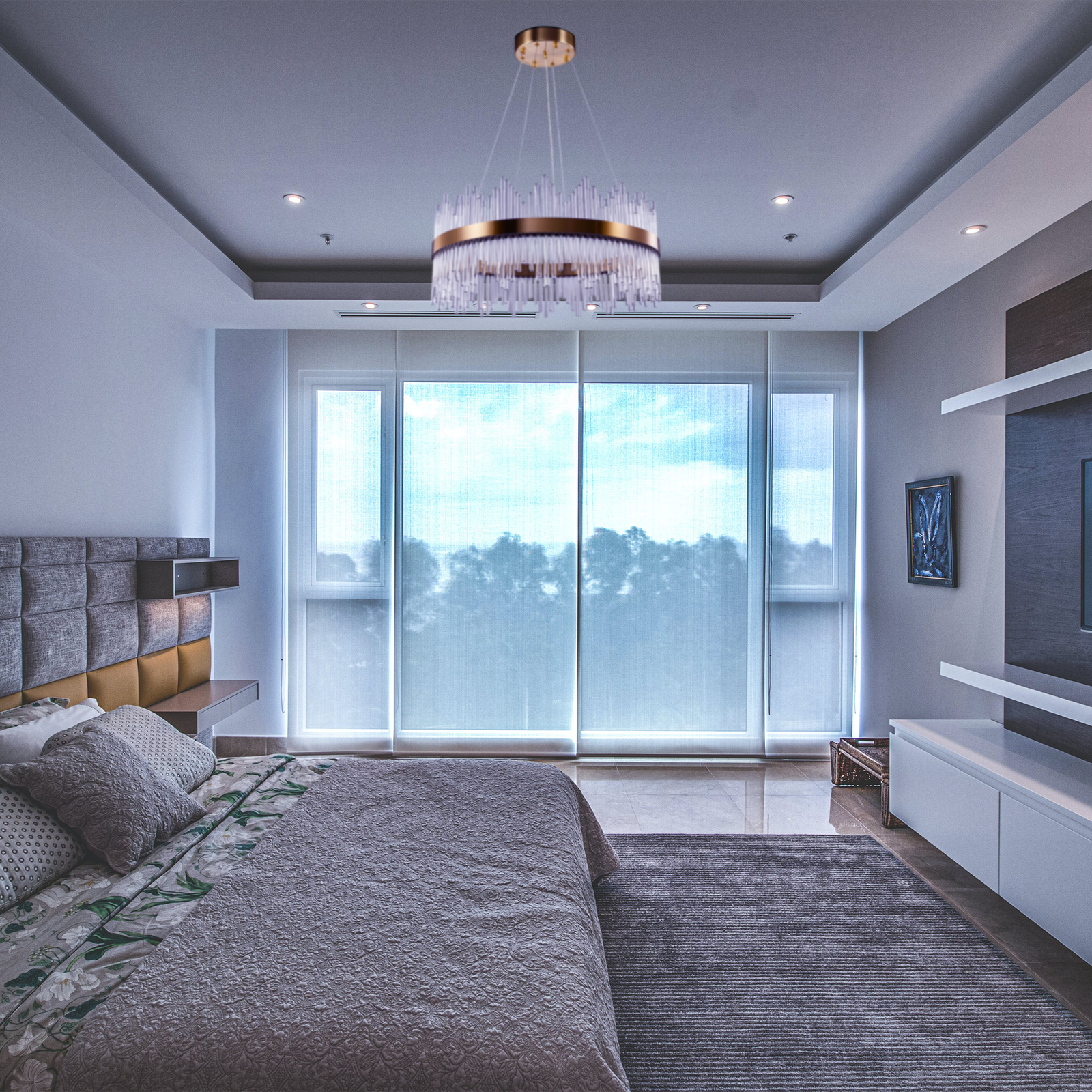Contemporary Round K9 Crystal Glass - Chandelier