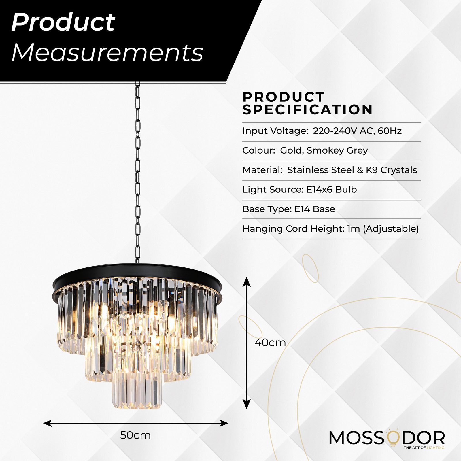 Gold Crystal and Glass chandelier