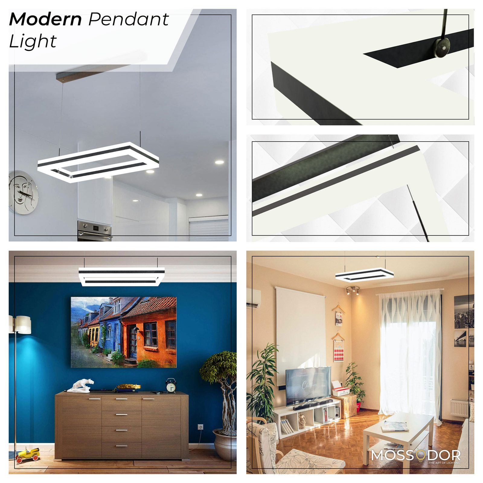 Small Rectangle Black led-Chandelier