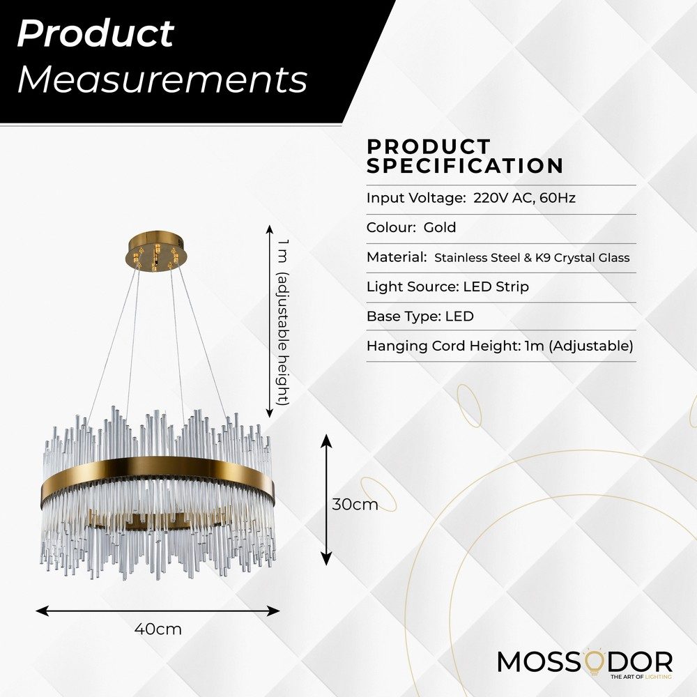 Contemporary Round K9 Crystal Glass - Chandelier
