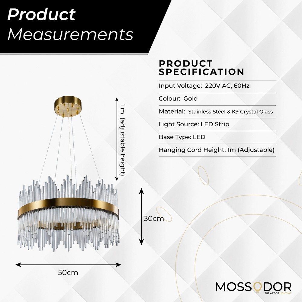 Contemporary Round K9 Crystal Glass - Chandelier