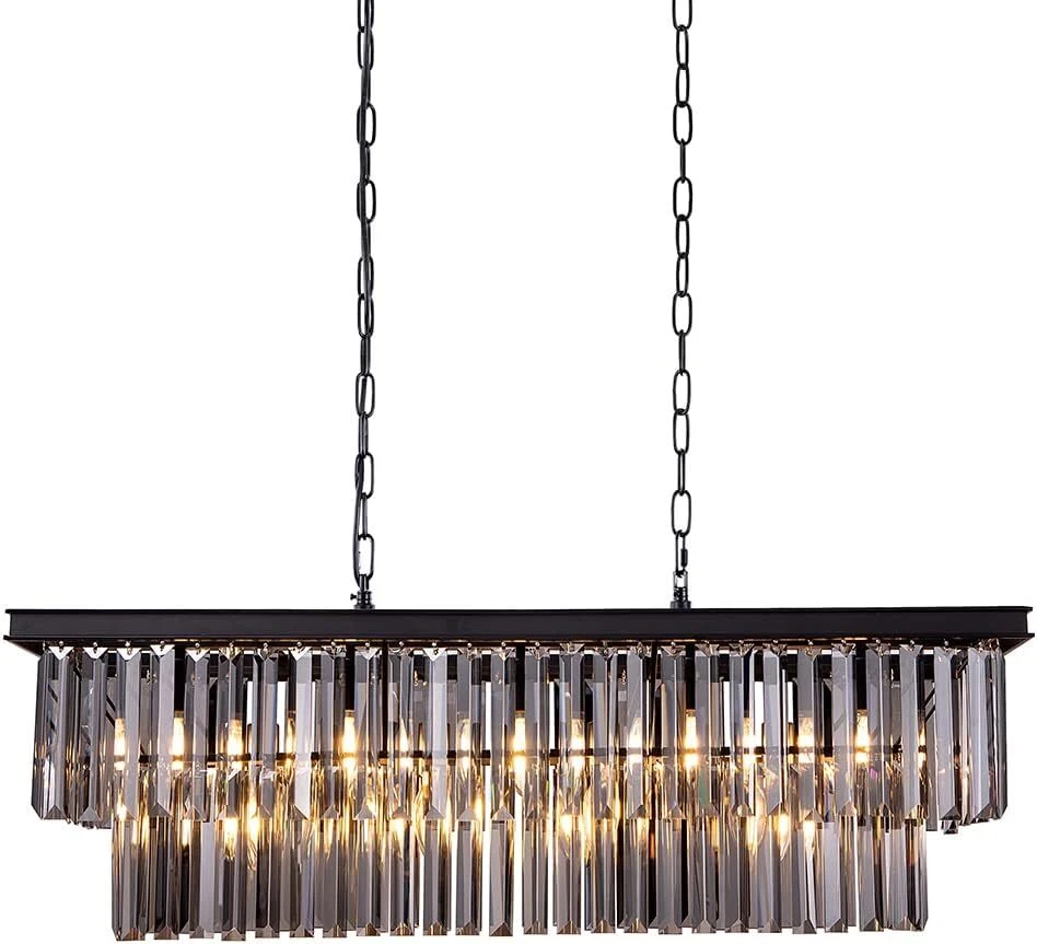 Luxury Smokey Large Rectangular Chandelier